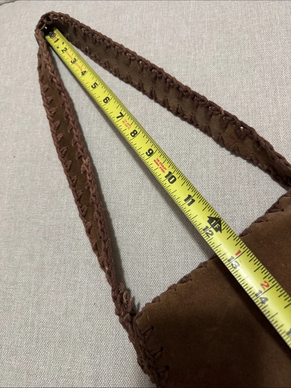 Gorgeous Vintage Suede Bag-Shoulder Carry-Brown-Whip Stitch Detail-Flap Closure